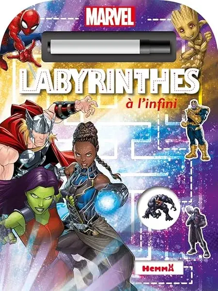Couverture : Marvel: Labyrinthes à l'infini: Livre-jeu avec feutre effaçable: Dès 5 ans