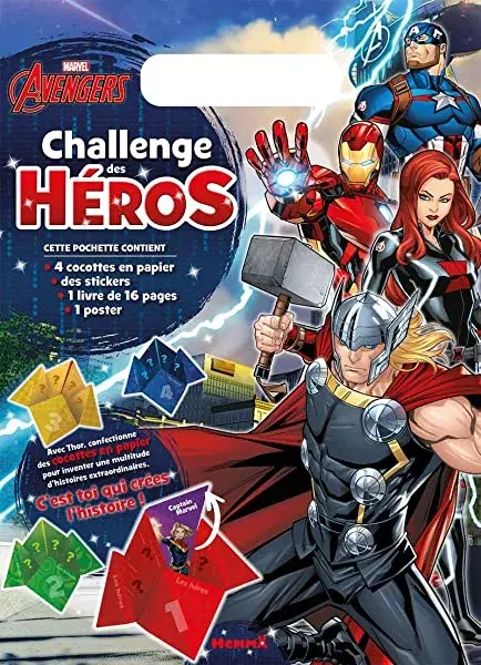 Couverture : Disney Marvel Avengers: Challenge des héros: Pochette: Activités de jeux et pliages: Dès 6 ans
