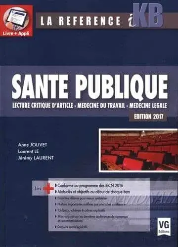 Couverture : Santé publique: Lecture critique d'article, médecine du travail, médecine légale