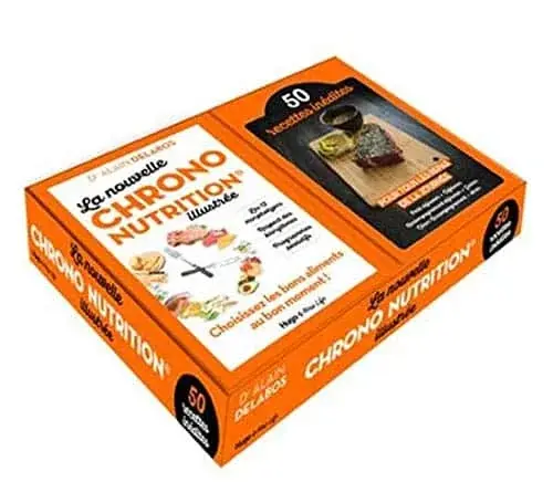 Couverture : Coffret La nouvelle chrono nutrition illustrée: Inclus le livre et 50 fiches recettes