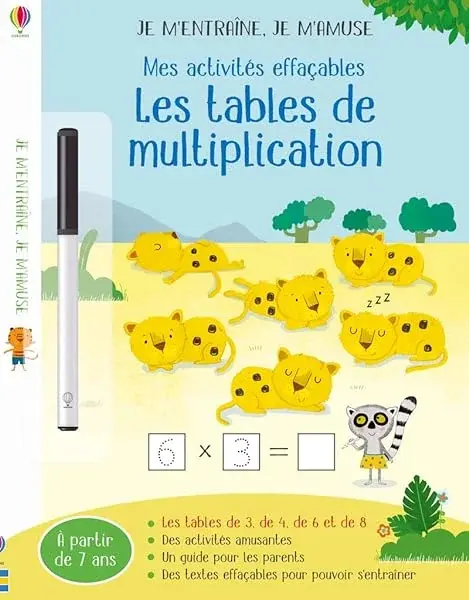 Couverture : Les tables de multiplication (3,4,6,8): Je m'entraîne, je m'amuse: Mes activités effaçables