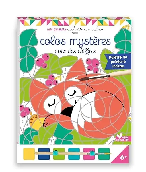 Couverture : Colos mystères avec des chiffres: bloc avec pinceau et palette peinture papier