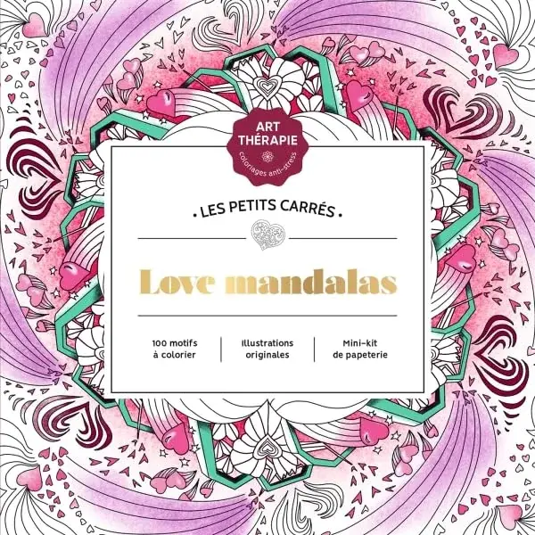 Couverture : Les Petits carrés d'Art-thérapie Love Mandalas