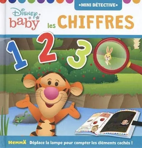 Couverture : Disney Baby: Mini détective: Les chiffres: Livre d'éveil cherche et trouve avec lampe magique: Dès 2 ans