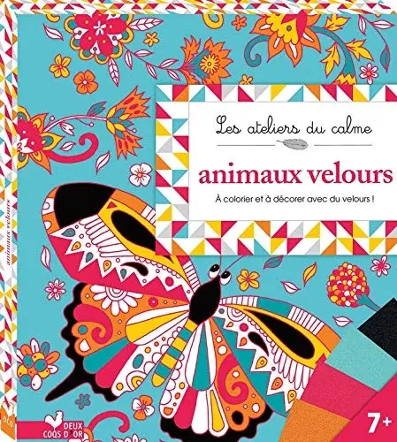 Couverture : animaux velours: boite avec accessoires: à colorier et décorer avec du velours