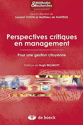 Couverture : Perspectives critiques en management: Pour une gestion citoyenne