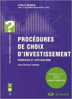 Couverture : Procédures de choix d’investissement: Principes et applications avec exercices corrigés