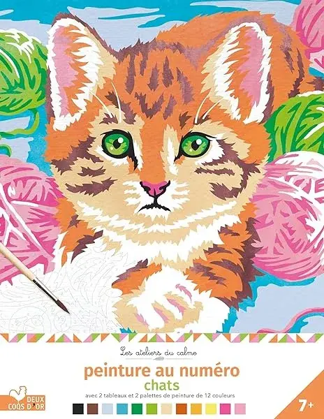 Couverture : Peinture au numéro: chats: cahier avec palette et pinceau