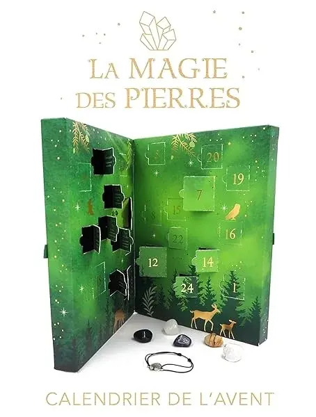 Couverture : Calendrier de l'Avent: La magie des pierres (coffret): 18 pierres naturelles certifiées et 6 cadeaux surprises pour attendre Noël