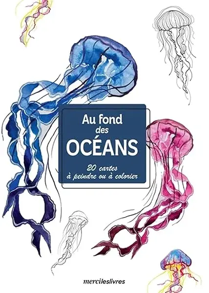 Couverture : Au fond des océans (cartes): 20 cartes à peindre ou à colorier