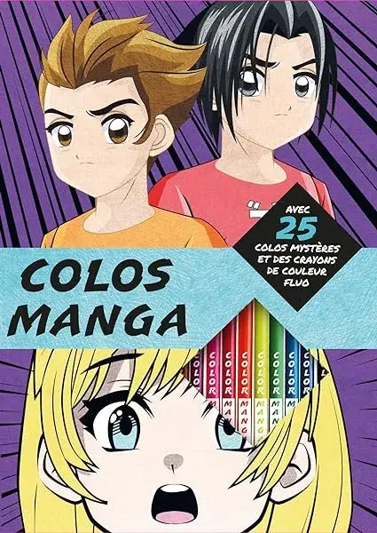 Couverture : Colos mystères mangas: pochette avec crayons de couleur