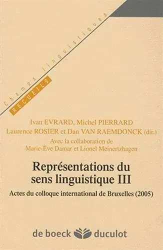 Couverture : PIERRARD…-REPRESENTATIONS SENS LING3