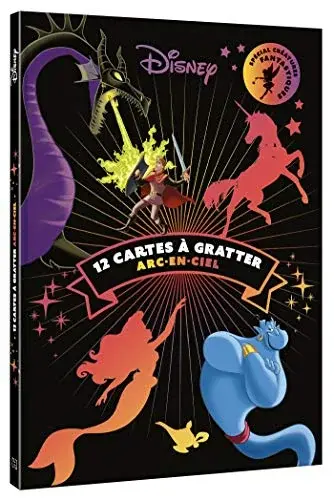 Couverture : DISNEY: Les Ateliers: Bloc: 12 cartes à gratter Arc-en-ciel: Créatures fantastiques