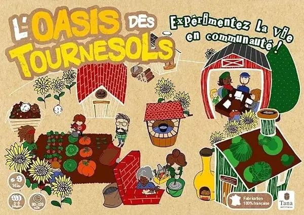 Couverture : L'Oasis des Tournesols: Fabrication française. Jeu de société de 3 à 6 joueurs. Jeu coopératif de gestion : vivre ensemble, écologie, dialogue, ressources, modes de coopération, autosuffisance