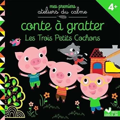 Couverture : Conte à gratter Les 3 petits cochons