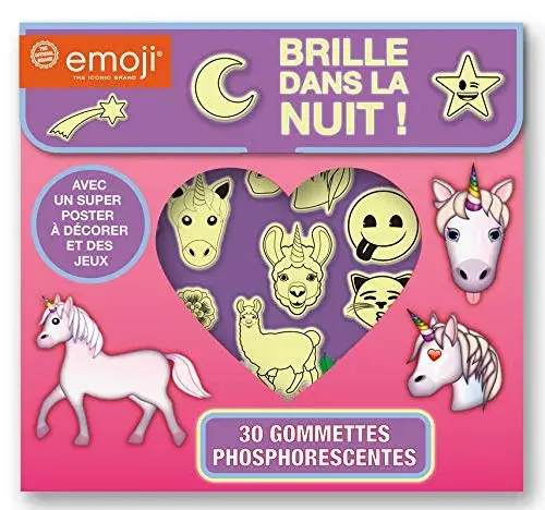Couverture : Emoji Licorne: 30 gommettes phosphorescentes