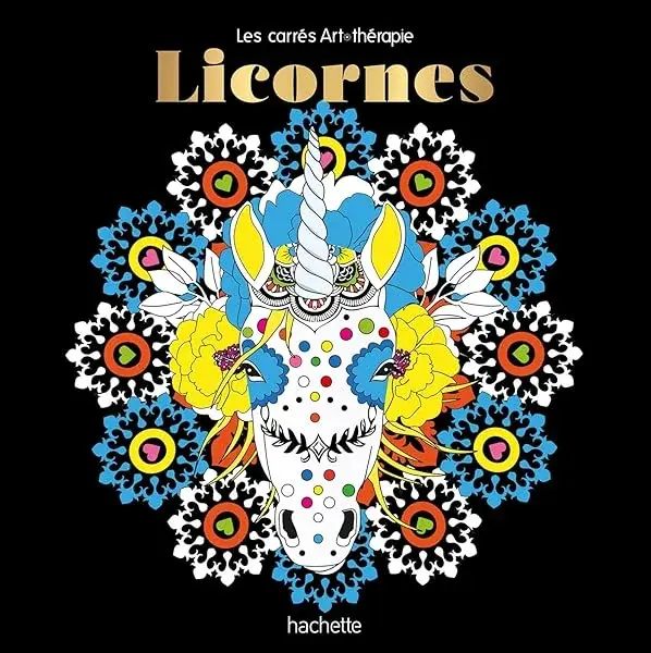 Couverture : Grand carré Art-thérapie Licornes