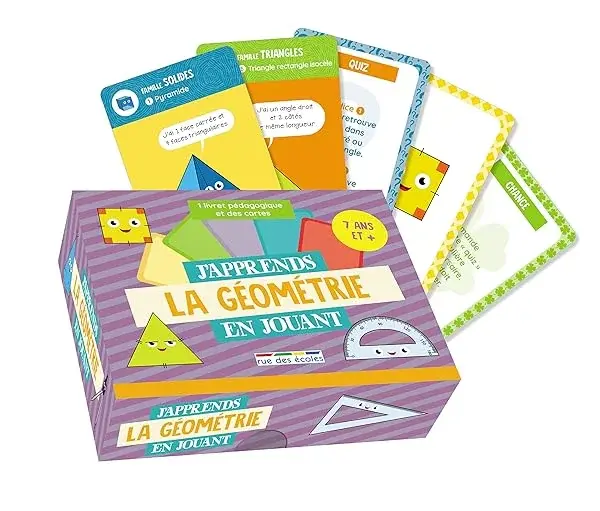 Couverture : J'apprends la géométrie en jouant: 1 livret pédagogique et des cartes 7 ans et plus