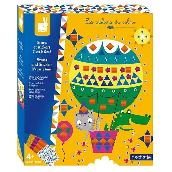 Couverture : Janod: Kit Loisirs Créatifs: Strass Et Stickers: C'est la fête !: Les ateliers du Calme: Dès 4 ans: J07820
