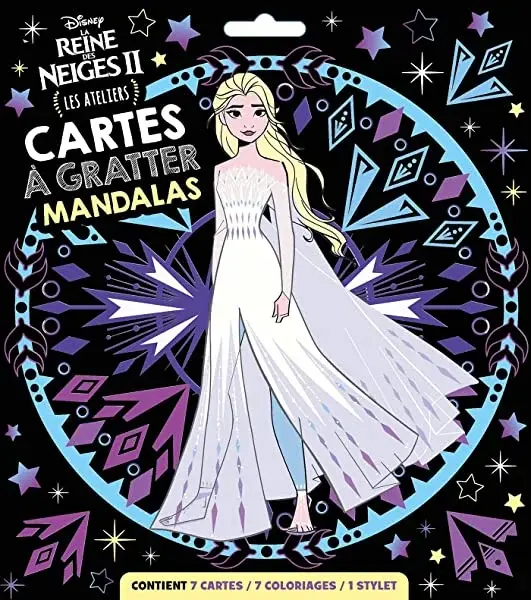 Couverture : LA REINE DES NEIGES: Pochette Les Ateliers: Mandalas à gratter: Disney