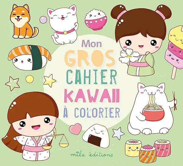 Couverture : Mon gros cahier kawaii à colorier