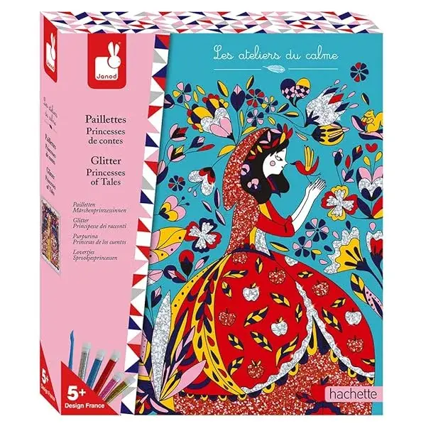 Couverture : Janod: From 5 years old: Fairy Tale Princesses Glitter Creative Kit: Les Ateliers du Calme: Creative Leisure: Dexterity and Concentration: J07886