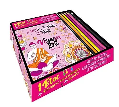 Couverture : Coffret Je médite, je colorie, je dessine: Voyages zen