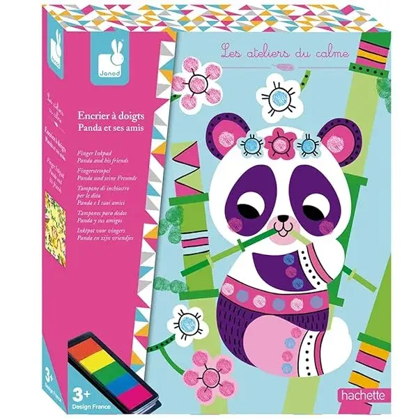 Couverture : Janod: From 3 Years Old: Creative Finger Inkwell Kit Panda and Friends: Les Ateliers du Calme: Dexterity and Concentration: J07812