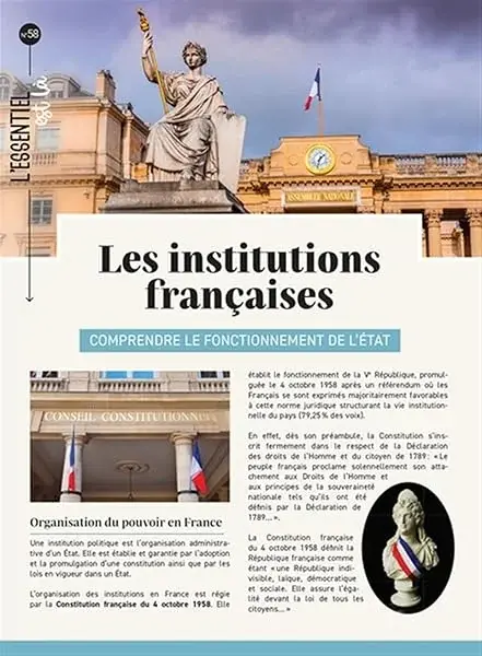 Couverture : Les Institutions françaises: Dépliant: Comprendre le fonctionnement de l'État