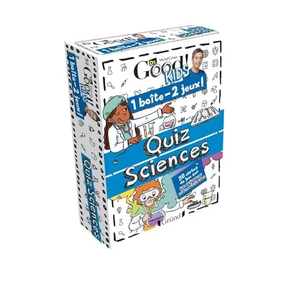 Couverture : 1 boîte 2 jeux : Quiz Sciences: Jeu de cartes avec Michel Cymes: À partir de 6 ans
