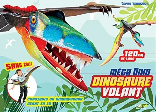 Couverture : Méga Dino Dinosaure volant : Construis un dinosaure géant en 3D sans colle, 120 cm de long