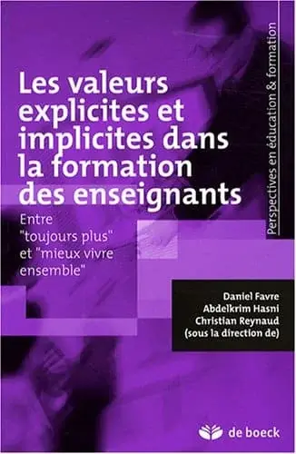 Couverture : Les valeurs explicites et implicites dans la formation des enseignants