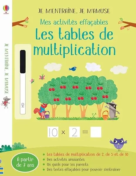 Couverture : Les tables de multiplication: Mes activités effaçables: Je m'entraîne, je m'amuse