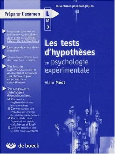 Couverture : Les tests d’hypothèses en psychologie expérimentale