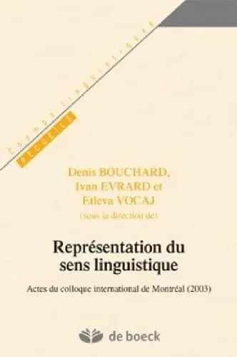 Couverture : Représentation du sens linguistique: Actes du colloque international de Montréal ( 2003)