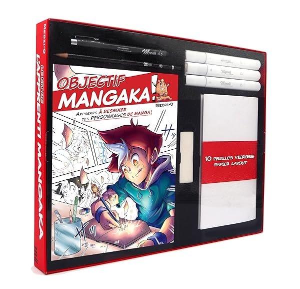 Couverture : Le kit de l'apprenti mangaka: La première étape vers ton manga ! (coffret): Tout pour créer ses premiers personnages mangas