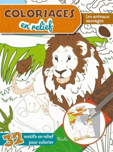 Couverture : Coloriages en relief : les animaux sauvages
