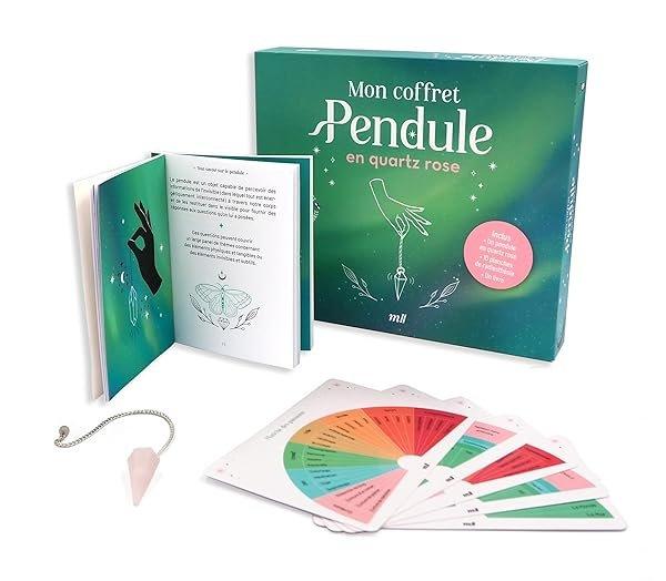 Couverture : Mon coffret Pendule en quartz rose: Découvrez les mystères de la radiesthésie: Un pendule divinatoire en pierre naturelle certifiée, un livre d'initiation et 10 planches