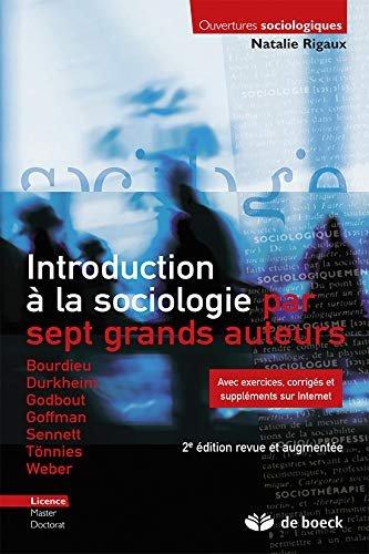 Couverture : Introduction à la sociologie par sept grands auteurs