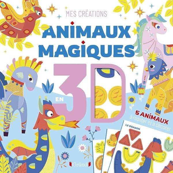 Couverture : Pochette Animaux magiques en 3D: Construis des animaux en 3D: dès 5 ans