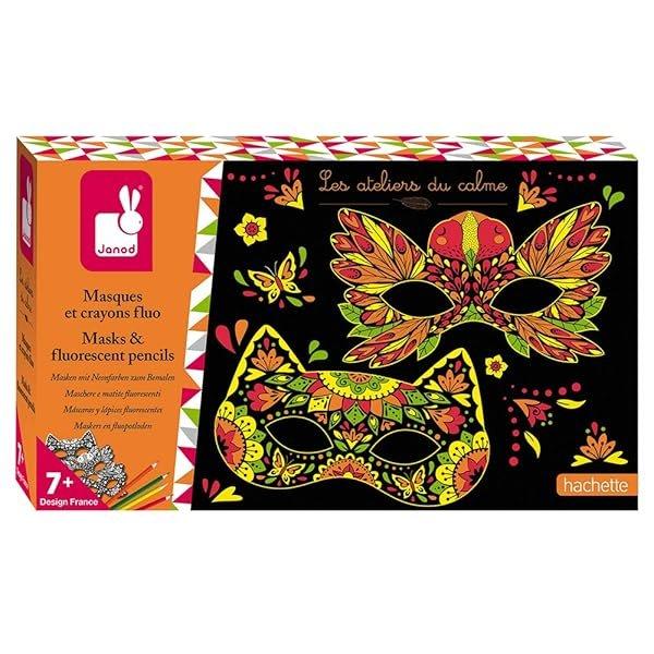 Couverture : Janod: Coffret Masques et Crayons Fluo: Les Ateliers du Calme: Kit Loisir Créatif Enfant: Apprentissage Motricité Fine et Créativité: Dès 7 ans, J07944