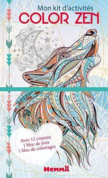 Couverture : Color zen: Mon kit d'activités (Loup hiver)