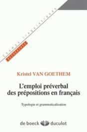 Couverture : L’emploi préverbal des prépositions en français: Typologie et grammaticalisation