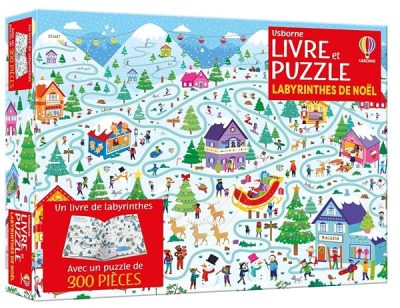 Les labyrinthes de Noël – Coffret livre et puzzle de 300 pièces – dès 7 ans